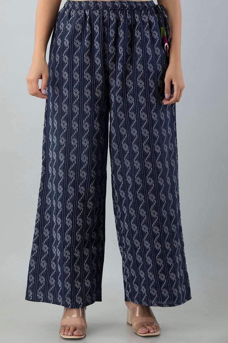 KANCHUK RAYON PRINTED DARK BLUE PALAZZOS