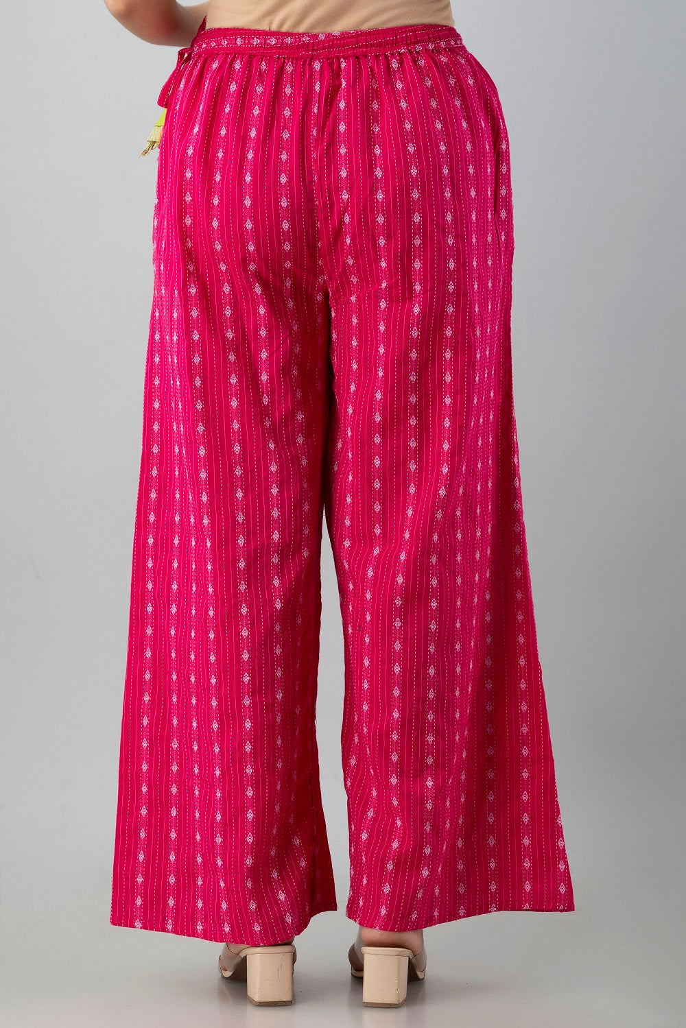 KANHUK RAYON PRINTED PINK PALAZZOS