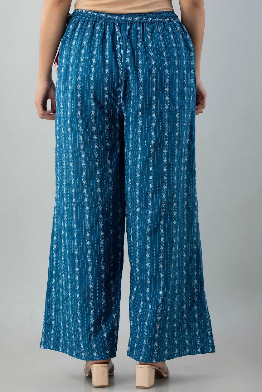 KANCHUK RAYON PRINTED LIGHT BLUE PALAZZOS